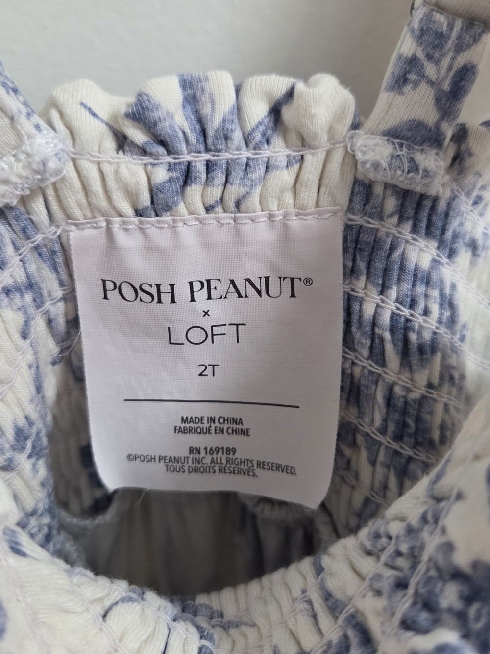 Posh Peanut X Loft Girls Blue And Cream Floral Sundress - 2T